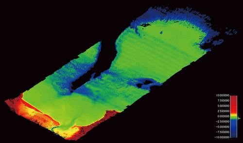 水面フィルタリング処理後の地形図(中央部全体)