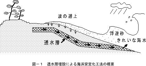 透水層埋設による海浜安定化工法の概要の画像